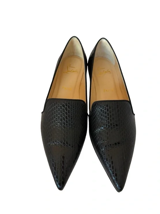 Christian Louboutin Kashasha Lizard Embossed Ballet Flats Black Size 38.5 + Box - Picture 3 of 15